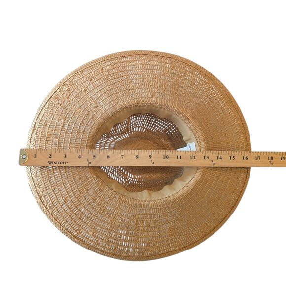 Universal Thread Round Straw Panama Beach Hat Tan Adjustable Fit - Picture 8 of 11